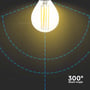Grafik viser lysfordelingen på 300° fra V-TAC E14 LED-kronepære P45, som lyser.