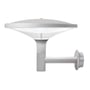SG Armaturen Place Vægarm vægarmatur i grå aluminium med opal PMMA diffuser, designet til mast- eller vægmontering.