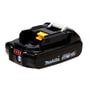 Makita BL 1820B 18V 2.0Ah Li-ion akku batteri med opladningsindikator, vist på hvid baggrund.