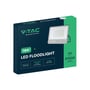 Emballage til V-TAC 200W LED projektør, med produktnavn, specifikationer som 37000 lumen og 6500K.