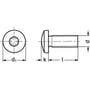 M5X20 ISO 14583 A4 pan hoved maskinskrue med TX-spor og dimensioner vist i teknisk tegning.