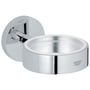 GROHE Essentials holder i krom, med plads til sæbe eller andet tilbehør, monteret på en rund roset.