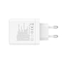 Bagsiden af 4smarts PDPlug Slim 65 W GaN-vægopladeren viser produktets tekniske mærkning ved siden af stikbenene.