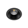 SG Armaturen Junistar Soft downlight i sort aluminium med en diameter på 94 mm og synlig LED-lys.