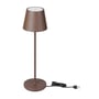 V-TAC sandfarvet LED bordlampe i Corten look med touch-funktion og USB-kabel til opladning.
