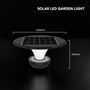 Målskitse af V-TAC Lotus LED-solcellehavelampe med solpanel og angivne mål på 445 og 231 mm.