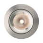 Et rundt SLC One 360° SunLike downlight i aluminium med den karakteristiske lyskegle, vist isoleret på en hvid baggrund.