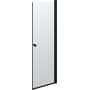 Dansani brusedør H:200 x 67-69 cm med klart 6 mm glas og sort mat profil. Døren har et rundt sort greb.
