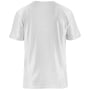 Bagsidevisning af Blåkläder Workwear hvid T-shirt i størrelse L, fremstillet af 100% bomuld, på hvid baggrund.