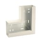 Schneider Electric fladvinkel WGX-S LSU 130x72 i hvid RAL9010, med synlige monteringshuller og en 90 graders vinkel.