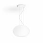 Philips Hue Flourish Color & White ambiance-pendel set forfra med oval, hvid skærm og loftophæng.