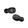 Nærbillede af et par JVC Gumy Mini True Wireless sorte in-ear høretelefoner med JVC logo synligt.