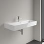 Villeroy & Boch Memento 2.0 håndvask, 100 cm, hvid, med hanehul og overløb, monteret på væg.