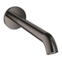 Grohe Essence karudløb i hard graphite finish, 230mm tud, med mousseur og Grohe logo synligt på rosetten.