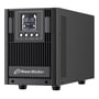 Sidevisning af PowerWalker VFI 2000 AT UPS, der fremhæver enhedens sorte kabinet og ventilationsgitre.