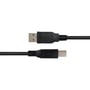 Deltaco USB-B 2.0-kabel i sort med USB-A- og USB-B-stik vist vandret i mindre format.