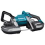 Makita 40V XGT akku båndsav PB002GZ med robust design og ergonomisk håndtag, klar til brug.