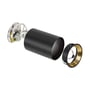 SpectrumLED CHLOE mini P20 loftslampe vist adskilt med sort hus, guldring og synlig tilslutning.