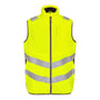 Forside af Engel vest 5159-158 i gul og sort, størrelse 6XL, med lynlås og reflekser på hvid baggrund.