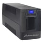 Sidevisning af PowerWalker VI 2000 SCL UPS med 2000VA/1200W, viser den blå LCD-skærm og PowerWalker logo.