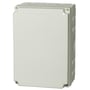 Lukket Fibox MNX kasse i lys grå RAL 7035, 255x180x125mm, lavet af slagfast polycarbonat og udstyret med skruelåg.