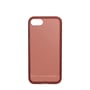 Urban Armor Gear Lucent-cover til iPhone set lige bagfra med orange, gennemsigtig overflade og mønster.