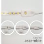LEDlife Type X-2 ridebane-LED-strip med nær visning af endestykke og tilslutning samt illustration af samling.