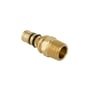 Geberit Mepla overgangsnippel i rødgods med 26mm pres-ende og 1/2" udvendigt gevind, der passer til prestilslutning.