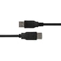 Sort Deltaco USB-A-forlængerkabel på 3 meter set vandret med USB-A-hanstik øverst og hunstik nederst.