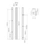 Tekniske tegninger af Vogels PUC 2718 Pole-XL, 180cm, med dimensioner og monteringsdetaljer vist.