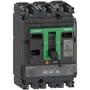 Schneider Electric ComPacT NSX160N maksimalafbryder, 3-polet med MicroLogic 2.2 relæ og en mærkestrøm på 100A, vist forfra.