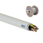 NKT Kabel NOIKX Flex 90°, 4x150, lysegrå. Kabeltud viser fire kobberledere og et NKT logo, med en trætromle med kabel i baggrunden.