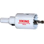 Detalje af Viking 65 mm bimetal hulsav med 8% cobalt, viser tænderne og den indbyggede fast holder.