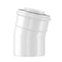 Bosch balanceret aftræksbøjning DN60/100 i hvid plast med 15 graders vinkel, monteringsklar og CE-godkendt.