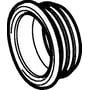 Geberit gummimanchet i sort PEH med en diameter på 50 mm, vist som en teknisk tegning med fokus på form og dimensioner.