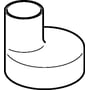 Stiliseret tegning af en sort, excentrisk Geberit reduktion i PEH materiale med diametre på 90 x 56 mm.