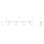 Teknisk tegning af Astro Ascoli Four Bar loft/væg lampe i bronze, viser dimensioner 900mm bred, 130mm høj og 60mm dyb.