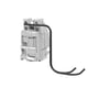 ABB underspændingsspole XT1-XT4 i hvid plast med sort bøjet ledning, 220-250V AC/DC.