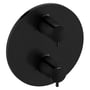 Damixa rund forplade til indbygningstermostat i matsort finish, med to greb og 202 mm i diameter.