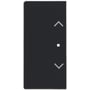 Tættere visning af den antracitfarvede ABB Free-Home tangent, der viser op/ned pile og en central firkant.