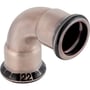 Geberit Mapress bøjning 90° i press-fittingsystemet, med 15mm diameter og muffe-tilslutning, på hvid baggrund.