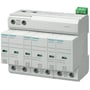 Siemens overspændingsbeskytter type 1+2, 3-polet 3+0, 350V, med grønne terminaler til ledningsføring og PEN-mærkning.