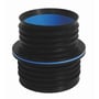 Lauridsen indvendig kobling i sort ABS og EPDM gummi, passer til rør med 93-98 mm indvendig diameter og 100 mm beton.