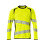 Mascot Hi-Vis sweatshirt i gul og mørk marine, str. XS, med elastiske reflekser over bryst og ærmer.