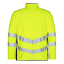 Engel Safety fleecejakke 1192 High-Vis i gul og sort, str. L, vist bagfra med refleksstriber arrangeret i V-form på ryggen og horisontalt på ærmerne.
