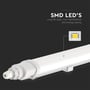 Detalje af V-TAC LED-armaturets endestykke og markerede SMD-lyskilde, som sidder under den hvide afdækning.