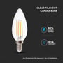 V-TAC LED kertepære med information om 80% energibesparelse og E14 fatning.