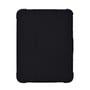 Sort, foldbart cover til iPad 10,9 og 11 tommer lukket med struktureret front og afrundede hjørner.