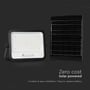 V-TAC 300W LED projektør og sort solpanel placeret side om side, med tekst der understreger 'Zero cost Solar powered'.