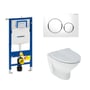 Geberit Sigma 112 cm toiletpakke, inkl. Ifö Spira 6265 Rimfree, Ifö Clean + SoftClose toiletsæde, og Sigma20: Hvid (krom detajler) trykknap